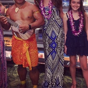 Blue and black tribal maxi dress